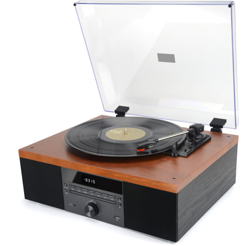Akai ATT-14BT Ηχοσύστημα με Πικάπ, Bluetooth, CD player, USB, FM, Aux-In, RCA Οut και Ενσωματωμένα Ηχεία 10W